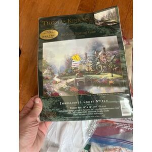 Thomas Kinkade Lamplight Bridge 50925 Embellished Cross Stitch New In Package